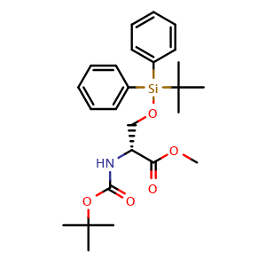 Chemical structure of Methyl (2R)-2-{[(tert-butoxy)carbonyl]amino}-3-[(tert-butyldiphenylsilyl)oxy]propanoate , CAS 171564-48-0, AChemBlock AD270876