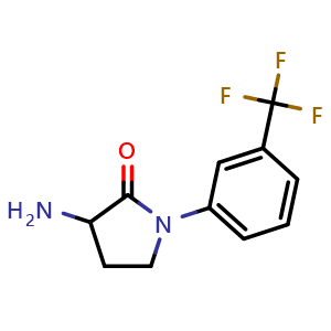 Chemical structure of 3-amino-1-(3-(trifluoromethyl)phenyl)pyrrolidin-2-one , CAS 174889-32-8, AChemBlock AD270885