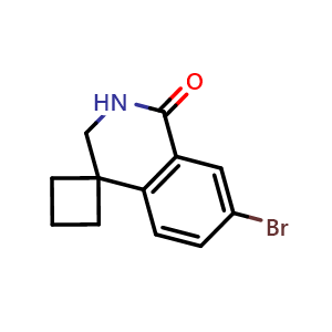 Chemical structure of 7'-bromo-2',3'-dihydro-1'H-spiro[cyclobutane-1,4'-isoquinoline]-1'-one , CAS 1782294-70-5, AChemBlock AD270892