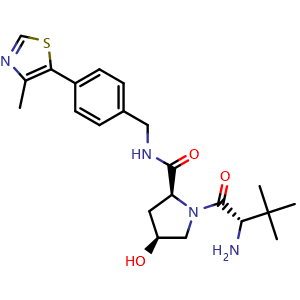 Chemical structure of (2S,4S)-1-[(2S)-2-amino-3,3-dimethylbutanoyl]-4-hydroxy-N-[(4-(4-methyl-1,3-thiazol-5-yl)phenyl)methyl]pyrrolidine-2-carboxamide , CAS 1797406-78-0, AChemBlock AD270899