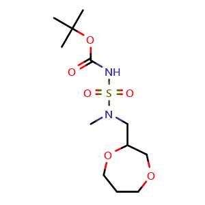 Chemical structure of tert-butyl N-{[(1,4-dioxepan-2-yl)methyl](methyl)sulfamoyl}carbamate , CAS 1824556-49-1, AChemBlock AD270912