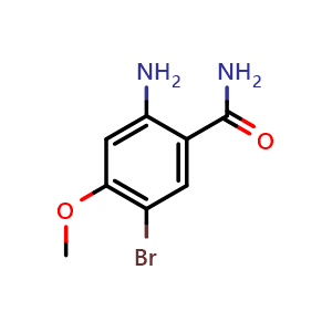 Chemical structure of 2-amino-5-bromo-4-methoxybenzamide , CAS 1899911-01-3, AChemBlock AD270938