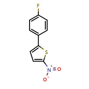 Chemical structure of 2-(4-fluorophenyl)-5-nitrothiophene , CAS 190966-91-7, AChemBlock AD270940