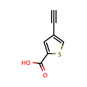 Chemical structure of 4-ethynylthiophene-2-carboxylic acid , CAS 1935990-01-4, AChemBlock AD270944