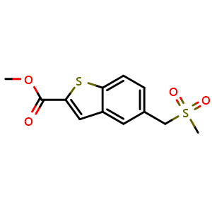 Chemical structure of methyl 5-((methylsulfonyl)methyl)benzo[b]thiophene-2-carboxylate , CAS 1938027-80-5, AChemBlock AD270947