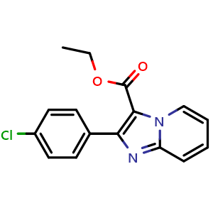 Chemical structure of ethyl 2-(4-chlorophenyl)imidazo[1,2-a]pyridine-3-carboxylate , CAS 193979-38-3, AChemBlock AD270948