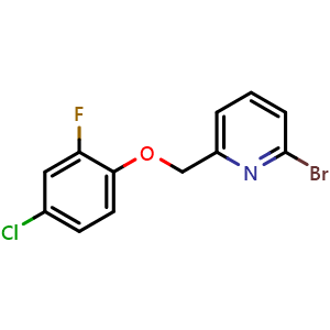 Chemical structure of 2-bromo-6-[(4-chloro-2-fluorophenoxy)methyl]pyridine , CAS 1993934-11-4, AChemBlock AD270960