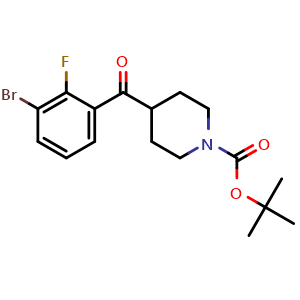 Chemical structure of tert-butyl 4-(3-bromo-2-fluorobenzoyl)piperidine-1-carboxylate , CAS 2002991-12-8, AChemBlock AD270963