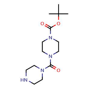 Chemical structure of tert-butyl 4-(piperazine-1-carbonyl)piperazine-1-carboxylate , CAS 203520-35-8, AChemBlock AD270969