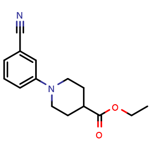 Chemical structure of ethyl 1-(3-cyanophenyl)piperidine-4-carboxylate , CAS 204078-73-9, AChemBlock AD270970