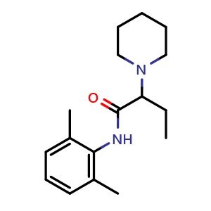 Chemical structure of N-(2,6-dimethylphenyl)-2-(piperidin-1-yl)butanamide , CAS 2074714-44-4, AChemBlock AD270983