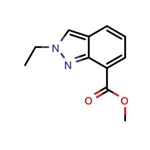 Chemical structure of methyl 2-ethyl-2H-indazole-7-carboxylate , CAS 2114095-23-5, AChemBlock AD271001