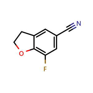 Chemical structure of 7-fluoro-2,3-dihydrobenzofuran-5-carbonitrile , CAS 2119641-55-1, AChemBlock AD271003