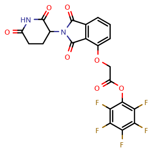 Chemical structure of Perfluorophenyl 2-((2-(2,6-dioxopiperidin-3-yl)-1,3-dioxoisoindolin-4-yl)oxy)acetate , CAS 2129557-47-5, AChemBlock AD271005