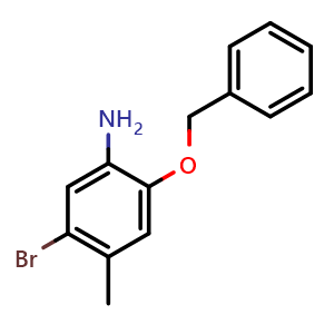 Chemical structure of 2-(benzyloxy)-5-bromo-4-methylaniline , CAS 2137924-56-0, AChemBlock AD271008