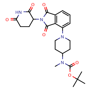 Chemical structure of tert-butyl N-(1-(2-(2,6-dioxopiperidin-3-yl)-1,3-dioxo-2,3-dihydro-1H-isoindol-4-yl)piperidin-4-yl)-N-methylcarbamate , CAS 2154357-20-5, AChemBlock AD271017