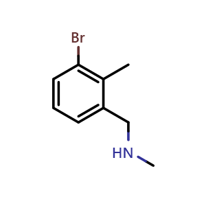 Chemical structure of [(3-bromo-2-methylphenyl)methyl](methyl)amine , CAS 216755-67-8, AChemBlock AD271021