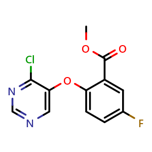Chemical structure of methyl 2-((4-chloropyrimidin-5-yl)oxy)-5-fluorobenzoate , CAS 2169920-28-7, AChemBlock AD271022