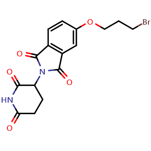 Chemical structure of 5-(3-bromopropoxy)-2-(2,6-dioxopiperidin-3-yl)-2,3-dihydro-1H-isoindole-1,3-dione , CAS 2222114-85-2, AChemBlock AD271038