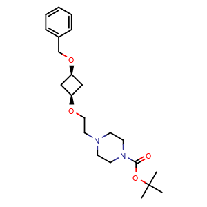 Chemical structure of tert-butyl 4-(2-[(1S,3S)-3-(benzyloxy)cyclobutoxy]ethyl)piperazine-1-carboxylate , CAS 2226298-42-4, AChemBlock AD271046