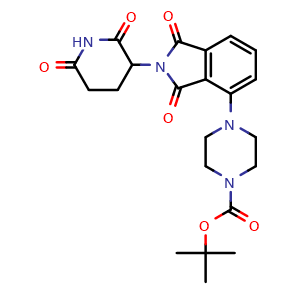 Chemical structure of tert-Butyl 4-(2-(2,6-dioxopiperidin-3-yl)-1,3-dioxoisoindolin-4-yl)piperazine-1-carboxylate , CAS 2230956-82-6, AChemBlock AD271054