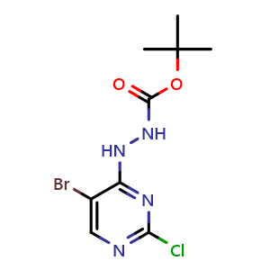 Chemical structure of N'-(5-bromo-2-chloropyrimidin-4-yl)(tert-butoxy)carbohydrazide , CAS 2240200-72-8, AChemBlock AD271055