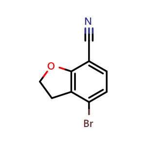 Chemical structure of 4-bromo-2,3-dihydro-1-benzofuran-7-carbonitrile , CAS 2241233-88-3, AChemBlock AD271056