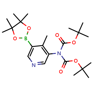 Chemical structure of tert-butyl N-[(tert-butoxy)carbonyl]-N-(4-methyl-5-(tetramethyl-1,3,2-dioxaborolan-2-yl)pyridin-3-yl)carbamate , CAS 2246372-91-6, AChemBlock AD271064