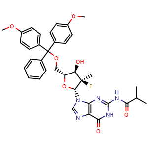N-(9-[(2R,3R,4R,5R)-5-[(bis(4-methoxyphenyl)(phenyl)methoxy)methyl]-3-fluoro-4-hydroxy-3-methyloxolan-2-yl]-6-oxo-6,9-dihydro-1H-purin-2-yl)-2-methylpropanamide