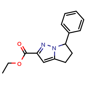 Chemical structure of ethyl 6-phenyl-5,6-dihydro-4H-pyrrolo[1,2-b]pyrazole-2-carboxylate , CAS 2268741-46-2, AChemBlock AD271071