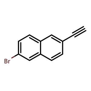 Chemical structure of 2-bromo-6-ethynylnaphthalene , CAS 2279122-07-3, AChemBlock AD271074