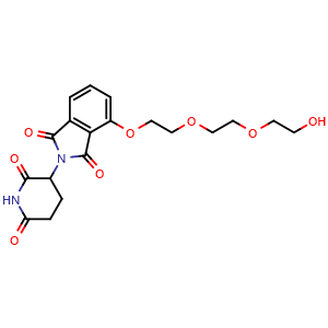 Chemical structure of 2-(2,6-dioxopiperidin-3-yl)-4-(2-(2-(2-hydroxyethoxy)ethoxy)ethoxy)isoindoline-1,3-dione , CAS 2286368-57-6, AChemBlock AD271075