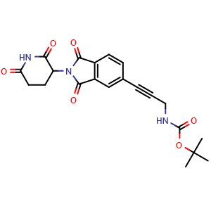 Chemical structure of tert-Butyl N-(3-(2-(2,6-dioxopiperidin-3-yl)-1,3-dioxo-2,3-dihydro-1H-isoindol-5-yl)prop-2-yn-1-yl)carbamate , CAS 2357110-81-5, AChemBlock AD271097