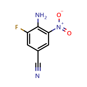 Chemical structure of 4-amino-3-fluoro-5-nitrobenzonitrile , CAS 2383868-14-0, AChemBlock AD271116