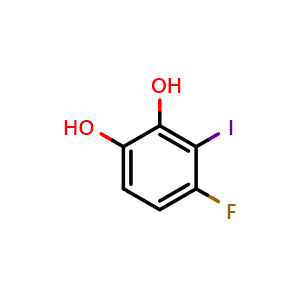 Chemical structure of 4-fluoro-3-iodobenzene-1,2-diol , CAS 2384418-13-5, AChemBlock AD271117