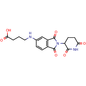 Chemical structure of 4-[(2-(2,6-dioxopiperidin-3-yl)-1,3-dioxo-2,3-dihydro-1H-isoindol-5-yl)amino]butanoic acid , CAS 2412056-31-4, AChemBlock AD271128