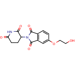 Chemical structure of 2-(2,6-dioxopiperidin-3-yl)-5-(2-hydroxyethoxy)isoindoline-1,3-dione , CAS 2412057-25-9, AChemBlock AD271131