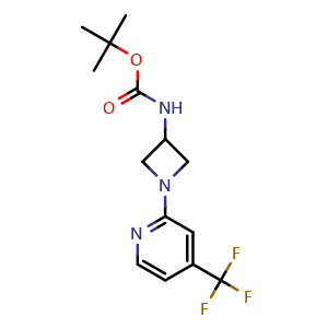 Chemical structure of tert-butyl (1-(4-(trifluoromethyl)pyridin-2-yl)azetidin-3-yl)carbamate , CAS 2415628-64-5, AChemBlock AD271141