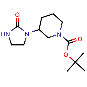 Chemical structure of tert-butyl 3-(2-oxoimidazolidin-1-yl)piperidine-1-carboxylate , CAS 2422010-09-9, AChemBlock AD271146