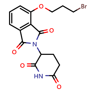Chemical structure of 4-(3-bromopropoxy)-2-(2,6-dioxopiperidin-3-yl)-2,3-dihydro-1H-isoindole-1,3-dione , CAS 2484741-44-6, AChemBlock AD271158
