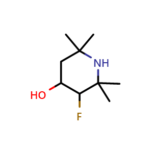 Chemical structure of 3-fluoro-2,2,6,6-tetramethylpiperidin-4-ol , CAS 2554841-88-0, AChemBlock AD271167