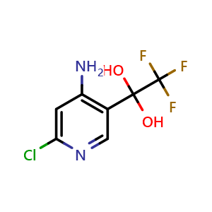 Chemical structure of 1-(4-amino-6-chloropyridin-3-yl)-2,2,2-trifluoroethane-1,1-diol , CAS 2561455-74-9, AChemBlock AD271168