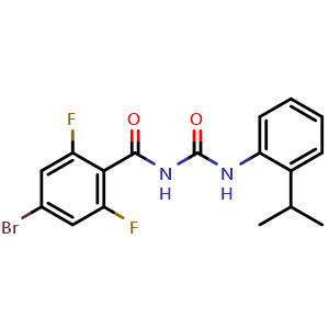 Chemical structure of 3-(4-bromo-2,6-difluorobenzoyl)-1-(2-(propan-2-yl)phenyl)urea , CAS 2570998-63-7, AChemBlock AD271174