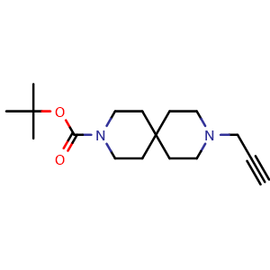Chemical structure of tert-Butyl 9-(prop-2-yn-1-yl)-3,9-diazaspiro[5.5]undecane-3-carboxylate , CAS 2633726-51-7, AChemBlock AD271191