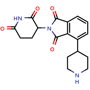 Chemical structure of 2-(2,6-dioxopiperidin-3-yl)-4-(piperidin-4-yl)-2,3-dihydro-1H-isoindole-1,3-dione , CAS 2640389-11-1, AChemBlock AD271199