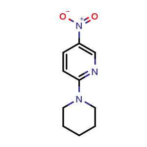Chemical structure of 5-nitro-2-(piperidin-1-yl)pyridine , CAS 26820-61-1, AChemBlock AD271213