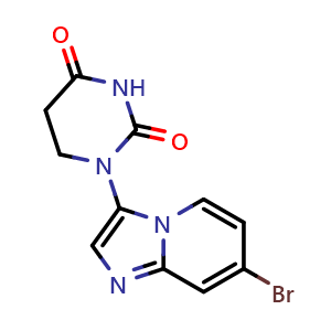 Chemical structure of 1-(7-bromoimidazo[1,2-a]pyridin-3-yl)dihydropyrimidine-2,4(1H,3H)-dione , CAS 2713619-96-4, AChemBlock AD271223