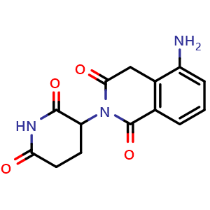 Chemical structure of 5-amino-2-(2,6-dioxopiperidin-3-yl)-1,2,3,4-tetrahydroisoquinoline-1,3-dione , CAS 2725742-06-1, AChemBlock AD271229