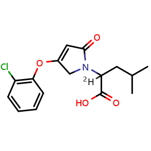 Chemical structure of (R)-2-(4-(2-chlorophenoxy)-2-oxo-2,5-dihydro-1H-pyrrol-1-yl)-4-methylpentanoic-2-d acid , CAS 2730149-26-3, AChemBlock AD271233