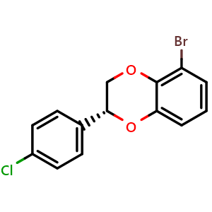 Chemical structure of (R)-5-bromo-2-(4-chlorophenyl)-2,3-dihydrobenzo[b][1,4]dioxine , CAS 2736447-72-4, AChemBlock AD271234